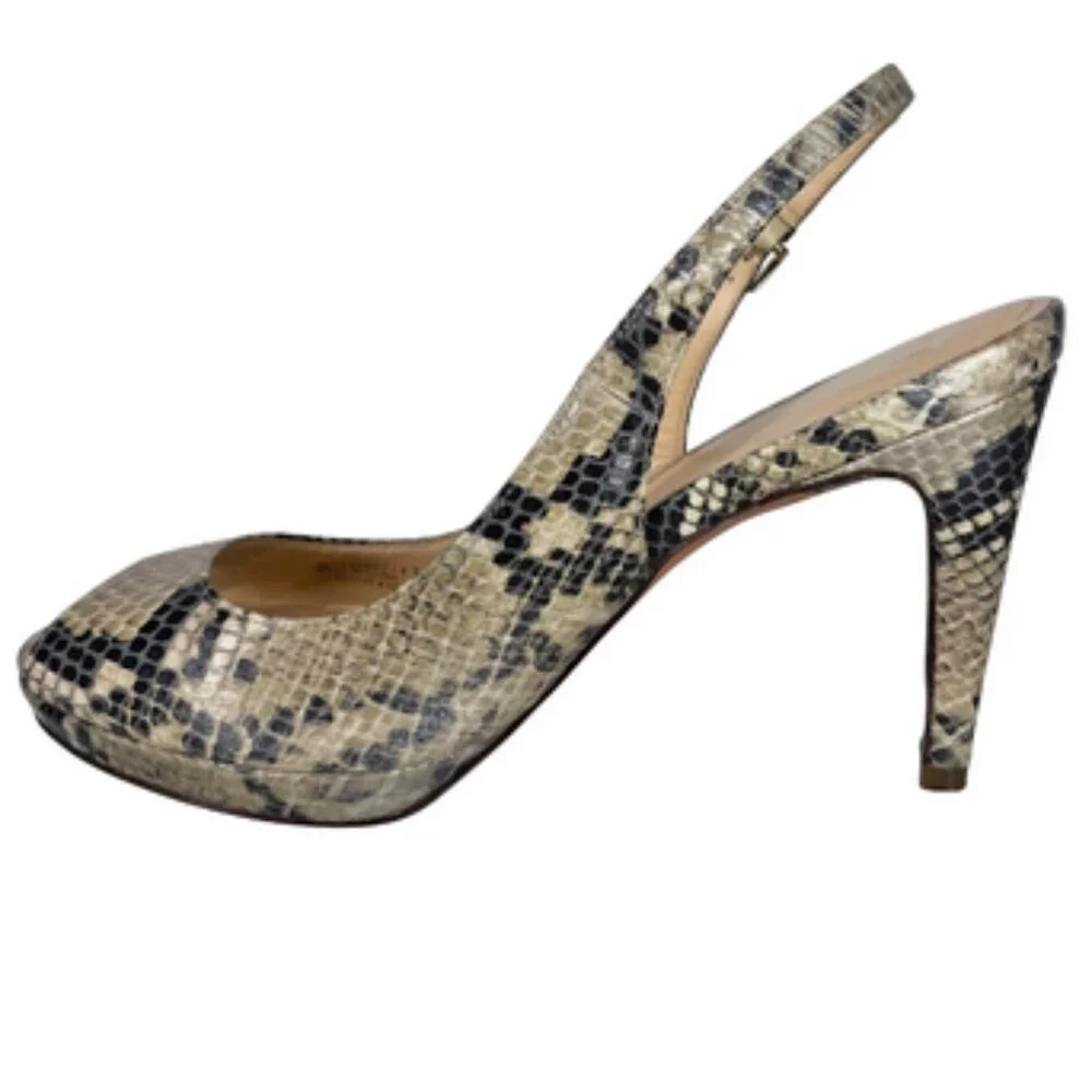 Cole Haan Nike Air Office Siren Snakeskin Peep Toe Slingback Heels Size 7.5M
